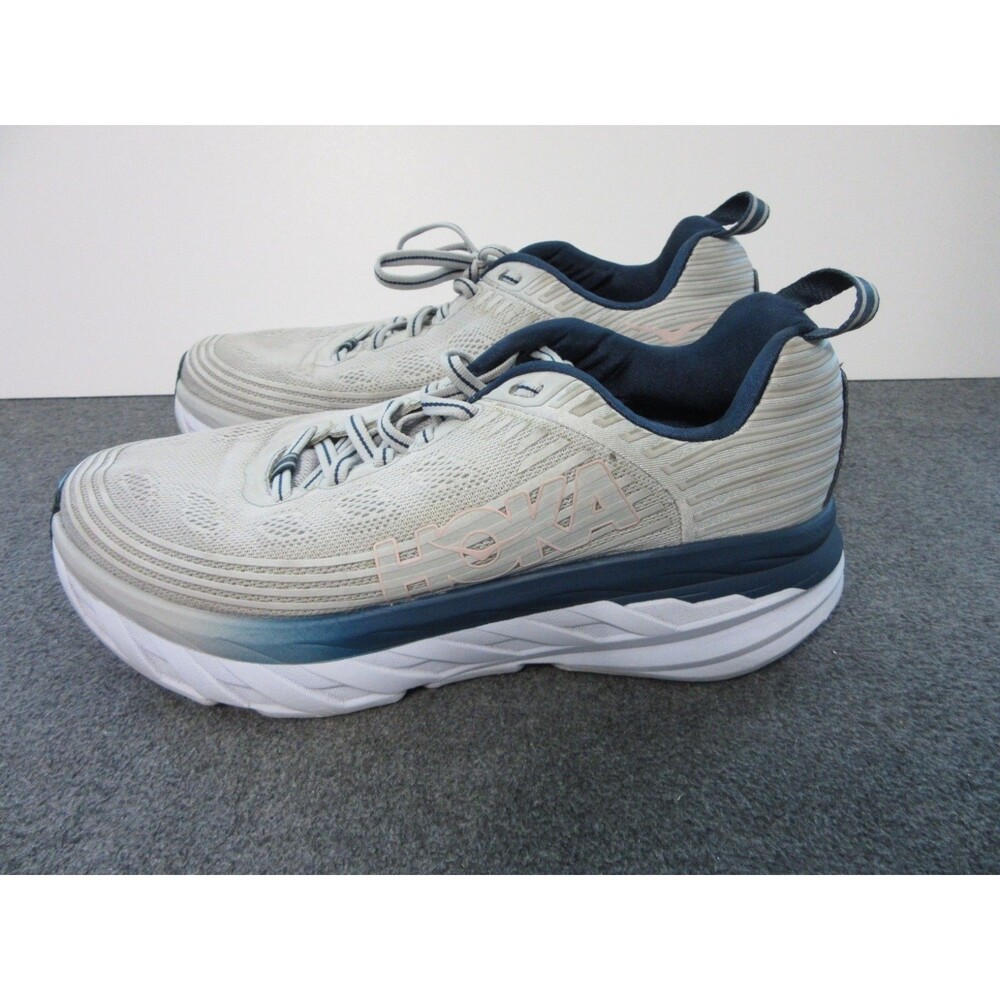 Hoka One One Bondi 6 Womens Size 7.5 Gray Blue Running Shoes Athletic FE1220B